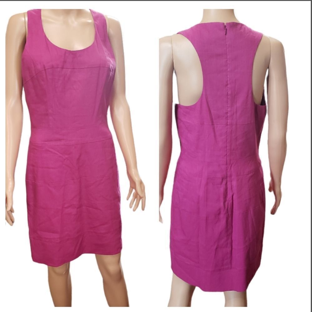 Artelier Nicole Miller Purple Linen Blend Racer Back Sheath Dress Size 10